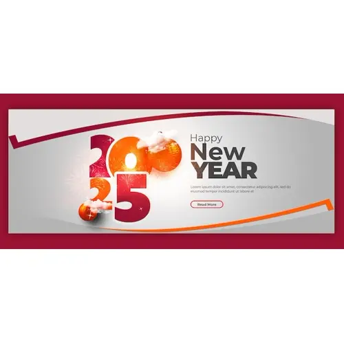 Happy New Year 2025 celebration Facebook cover post design or banner template