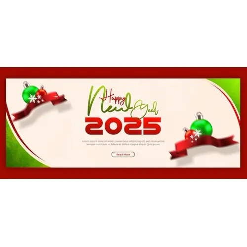 Happy New Year 2025 celebration Facebook cover post design or banner template
