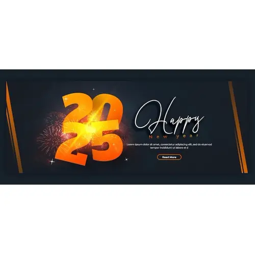 Happy New Year 2025 celebration Facebook cover post design or banner template