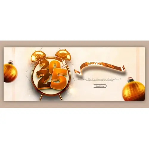 Happy New Year 2025 celebration Facebook cover post design or banner template