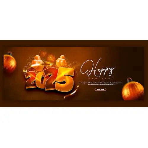 Happy New Year 2025 celebration Facebook cover post design or banner template