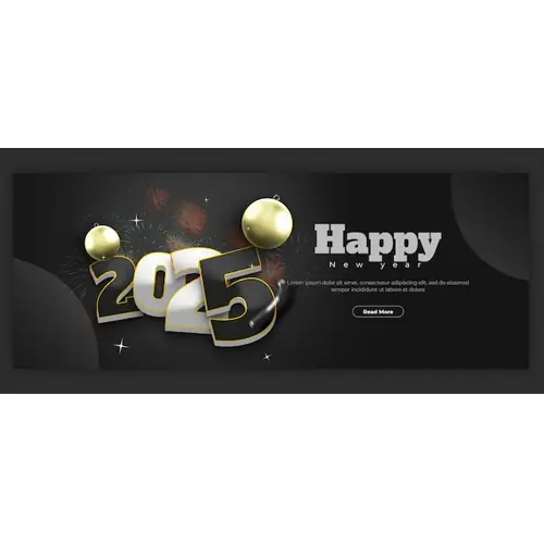 Happy New Year 2025 celebration Facebook cover post design or banner template
