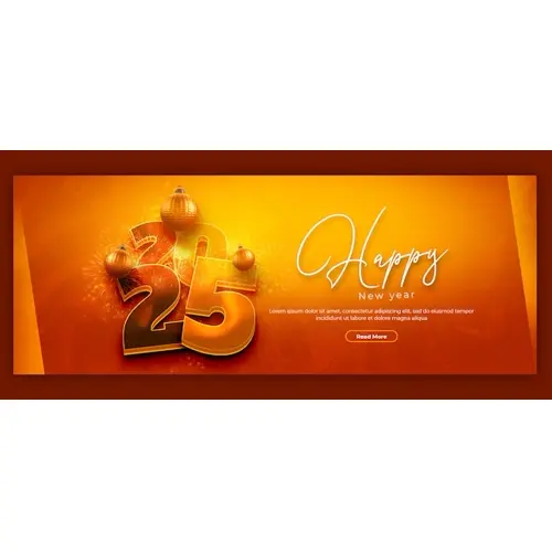 Happy New Year 2025 celebration Facebook cover post design or banner template