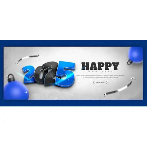 Happy New Year 2025 celebration Facebook cover post design or banner template