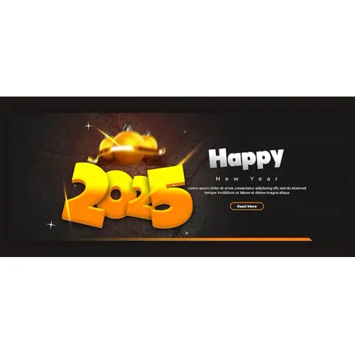 Happy New Year 2025 celebration Facebook cover post design or banner template