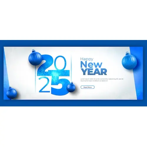Happy New Year 2025 celebration Facebook cover post design or banner template
