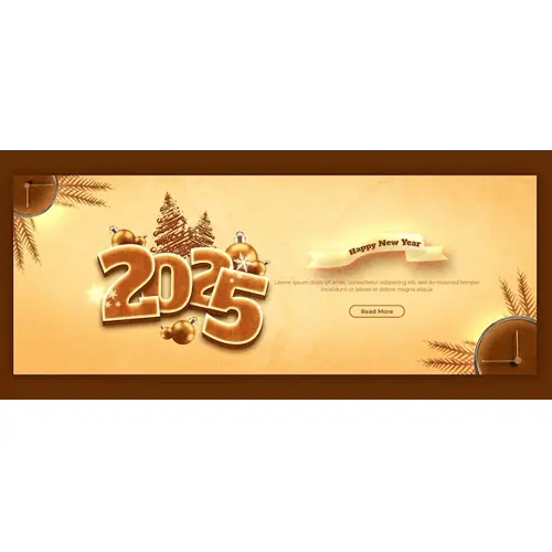 Happy New Year 2025 celebration Facebook cover post design or banner template