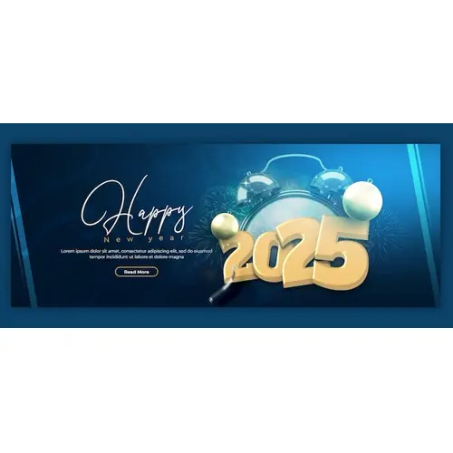 Happy New Year 2025 celebration Facebook cover post design or banner template