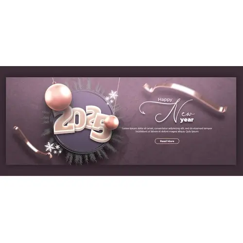 Happy New Year 2025 celebration Facebook cover post design or banner template