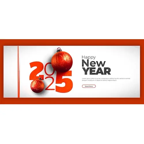 Happy New Year 2025 celebration Facebook cover post design or banner template