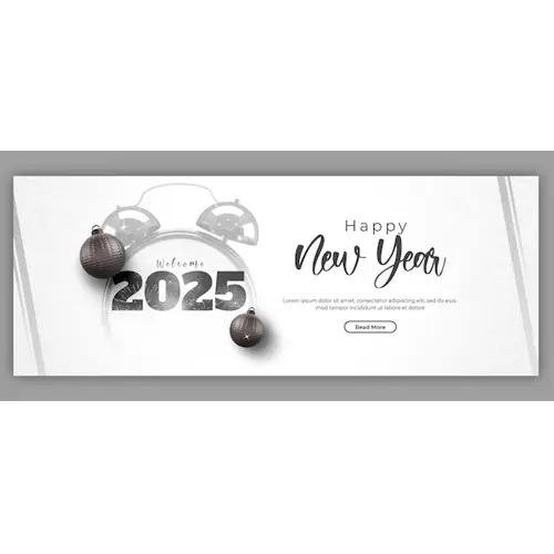 Happy New Year 2025 celebration Facebook cover post design or banner template