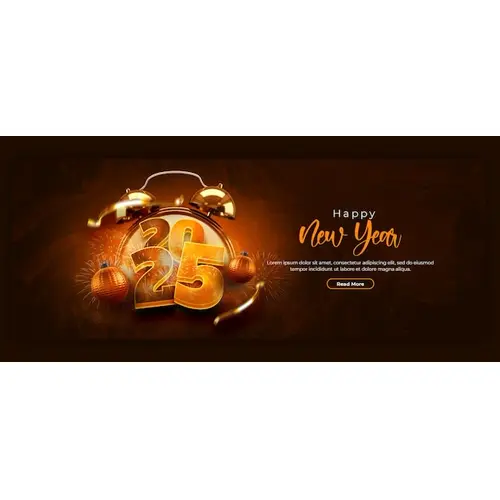 Happy New Year 2025 celebration Facebook cover post design or banner template