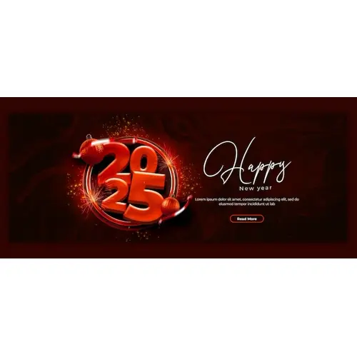 Happy New Year 2025 celebration Facebook cover post design or banner template