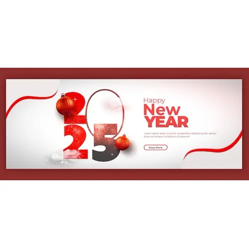 Happy New Year 2025 celebration Facebook cover post design or banner template