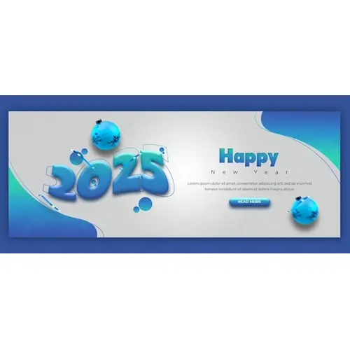 Happy New Year 2025 celebration Facebook cover post design or banner template