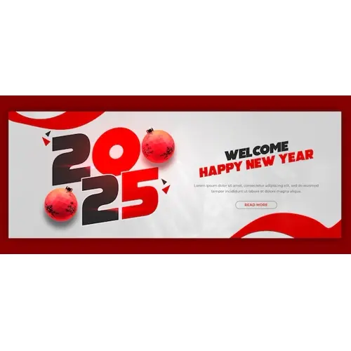 Happy New Year 2025 celebration Facebook cover post design or banner template
