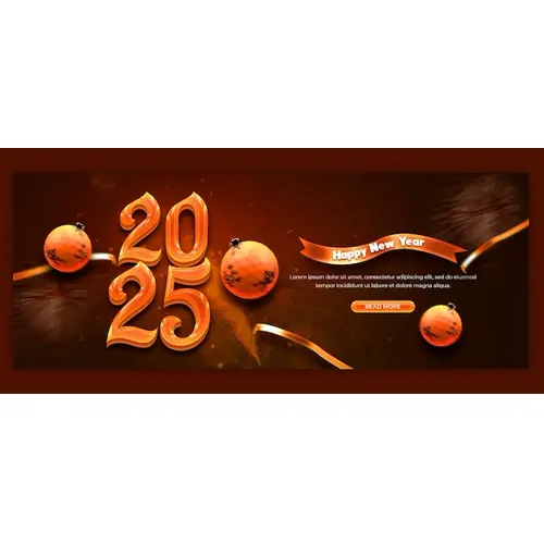 Happy New Year 2025 celebration Facebook cover post design or banner template