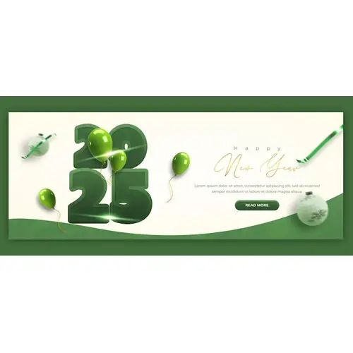 Happy New Year 2025 celebration Facebook cover post design or banner template