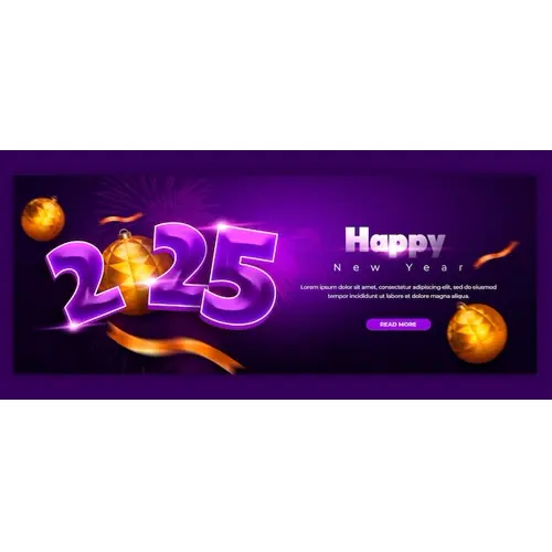 Happy New Year 2025 celebration Facebook cover post design or banner template