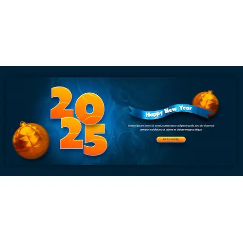 Happy New Year 2025 celebration Facebook cover post design or banner template