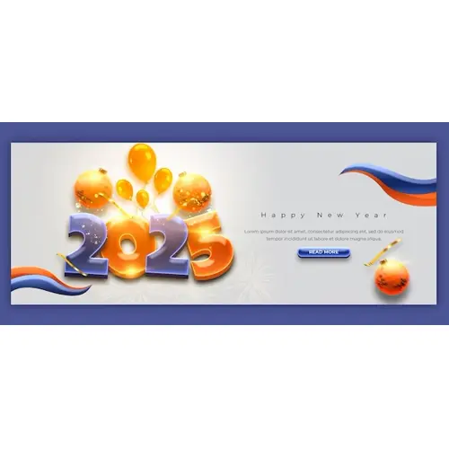 Happy New Year 2025 celebration Facebook cover post design or banner template