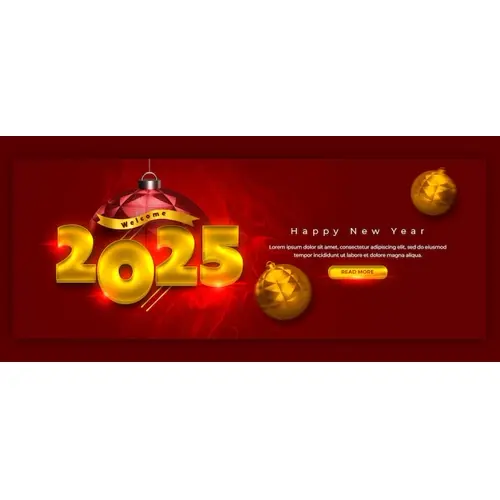 Happy New Year 2025 celebration Facebook cover post design or banner template