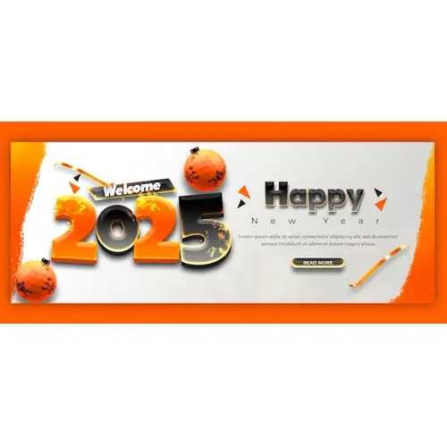 Happy New Year 2025 celebration Facebook cover post design or banner template