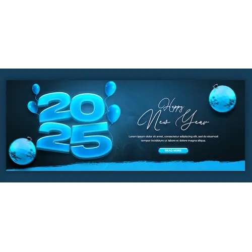 Happy New Year 2025 celebration Facebook cover post design or banner template