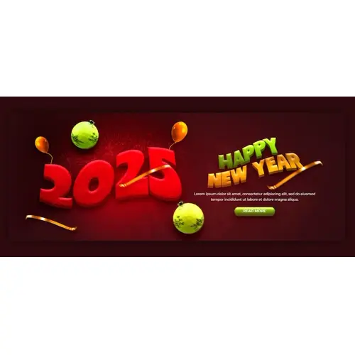 Happy New Year 2025 celebration Facebook cover post design or banner template