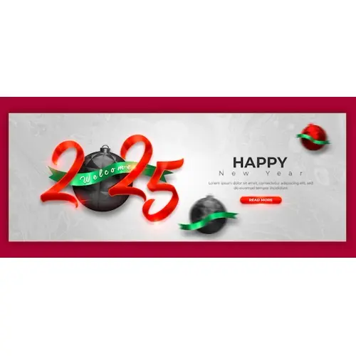 Happy New Year 2025 celebration Facebook cover post design or banner template