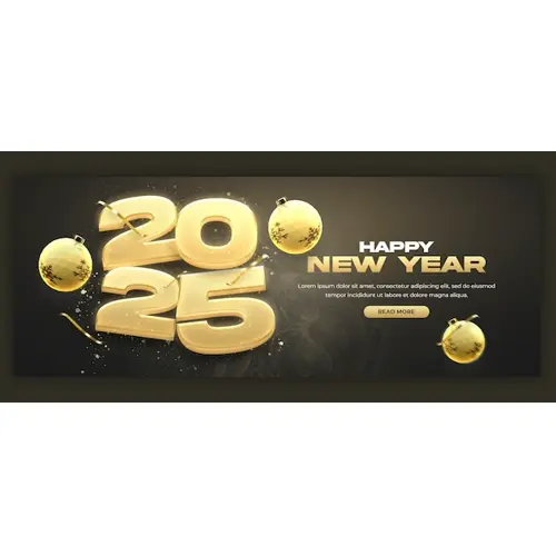 Happy New Year 2025 celebration Facebook cover post design or banner template