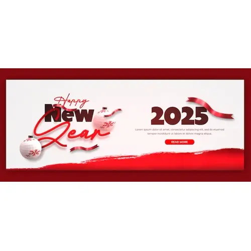Happy New Year 2025 celebration Facebook cover post design or banner template