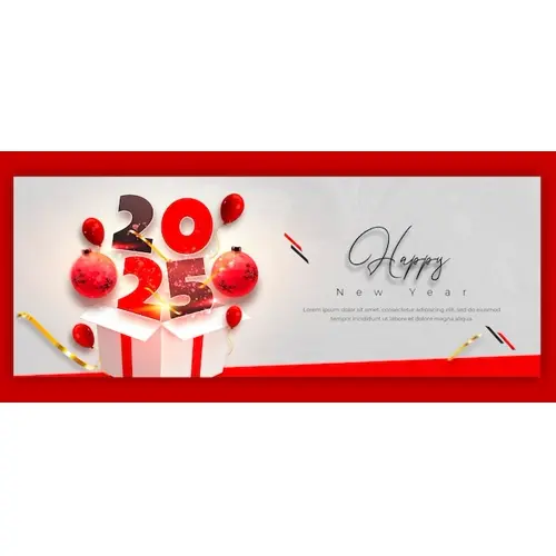 Happy New Year 2025 celebration Facebook cover post design or banner template