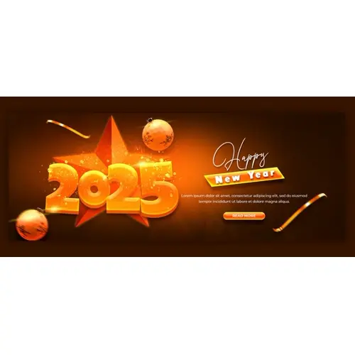 Happy New Year 2025 celebration Facebook cover post design or banner template