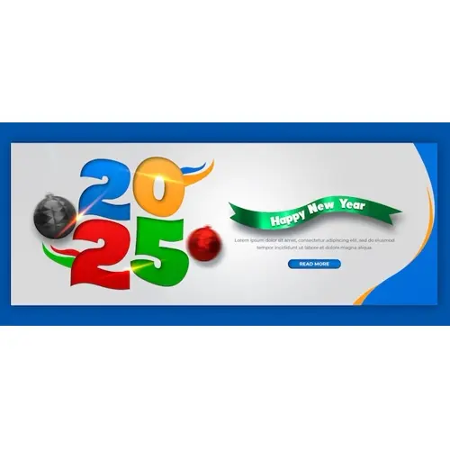 Happy New Year 2025 celebration Facebook cover post design or banner template