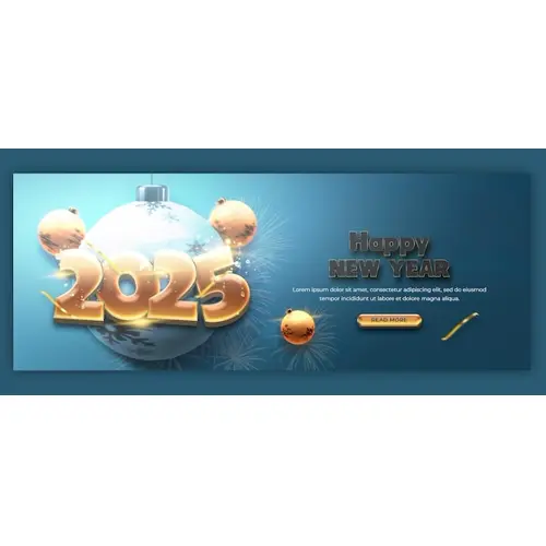 Happy New Year 2025 celebration Facebook cover post design or banner template