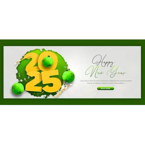 Happy New Year 2025 celebration Facebook cover post design or banner template