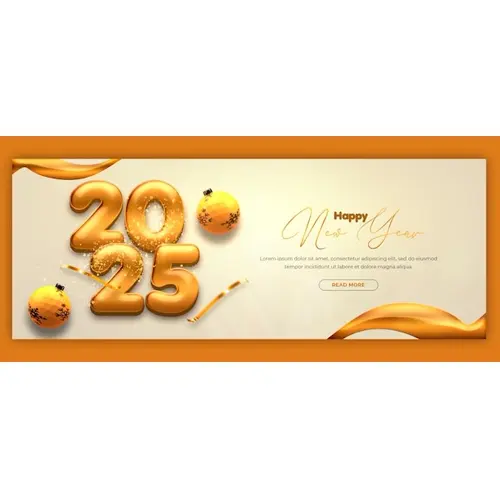 Happy New Year 2025 celebration Facebook cover post design or banner template