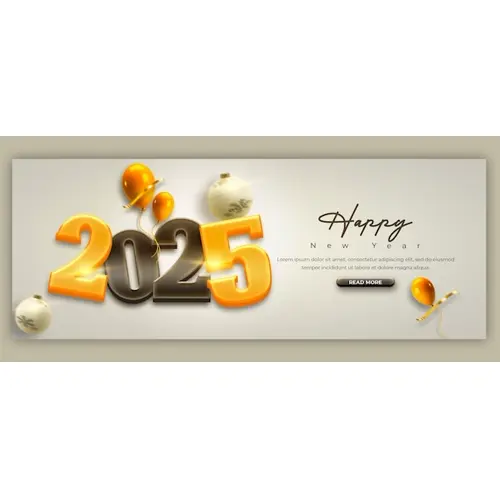 Happy New Year 2025 celebration Facebook cover post design or banner template