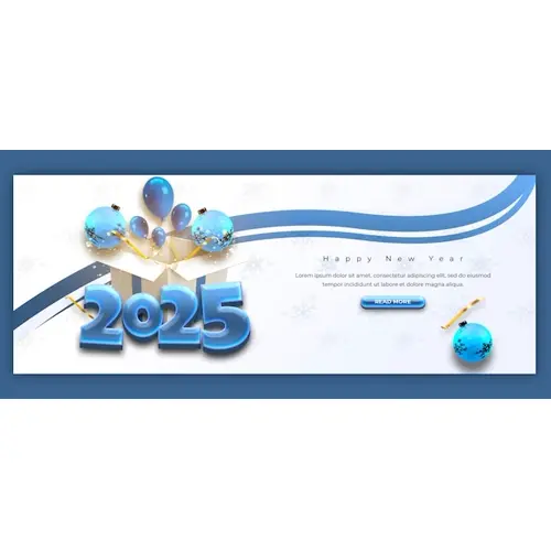 Happy New Year 2025 celebration Facebook cover post design or banner template