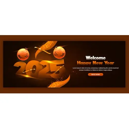 Happy New Year 2025 celebration Facebook cover post design or banner template