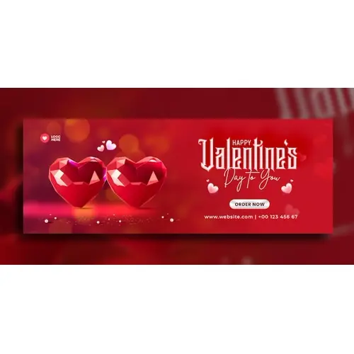 Happy Valentines Day Social Media Facebook Cover Design Template