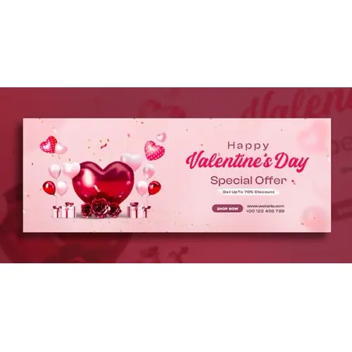 Happy Valentines Day Special Offer Facebook Cover Design Template