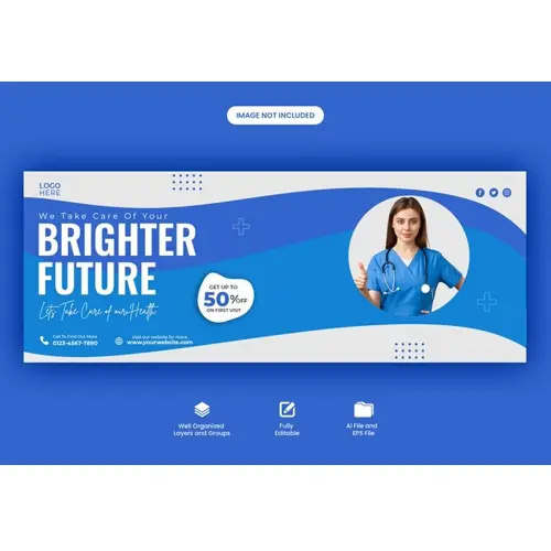 Healthcare and medical facebook cover web banner template design
