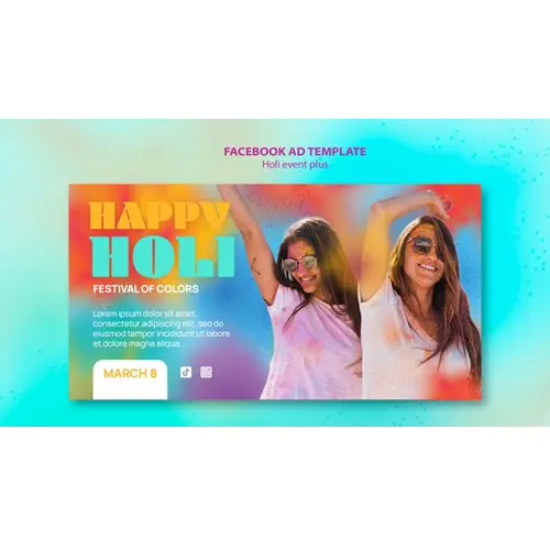 Holi festival celebration facebook template