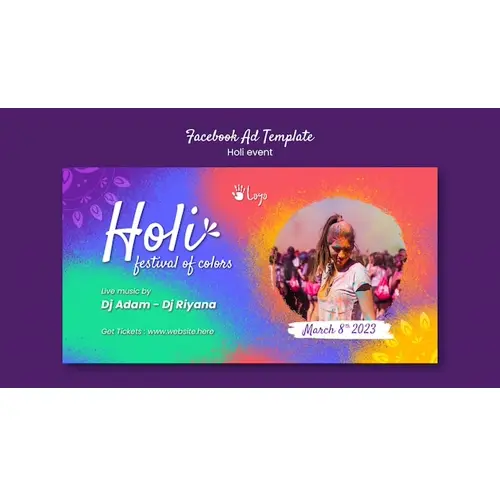 Holi festival celebration facebook template