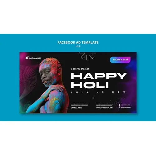 Holi festival celebration facebook template
