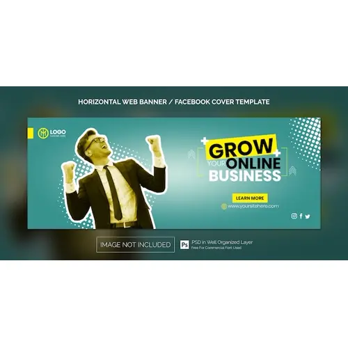 Horizontal Web Banner for Facebook Cover Template or Online Business Advertising
