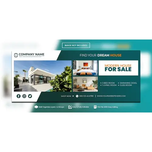 House for sell facebook cover banner template 01