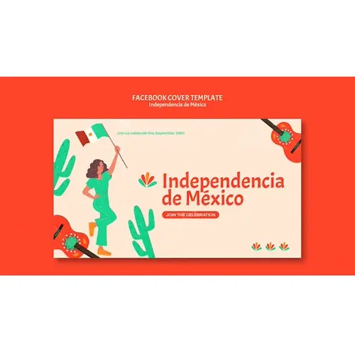 Independencia de mexico facebook cover template design